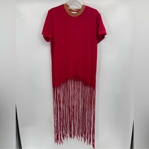 Revolve L'ACADEMIE Los Angeles red ringer tee fringe hem dress size small